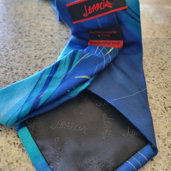 Jerry Garcia Not Necessarily a Tree Tie Collection Fifty-Seven Blue Green Swirls - Picture 6 of 12